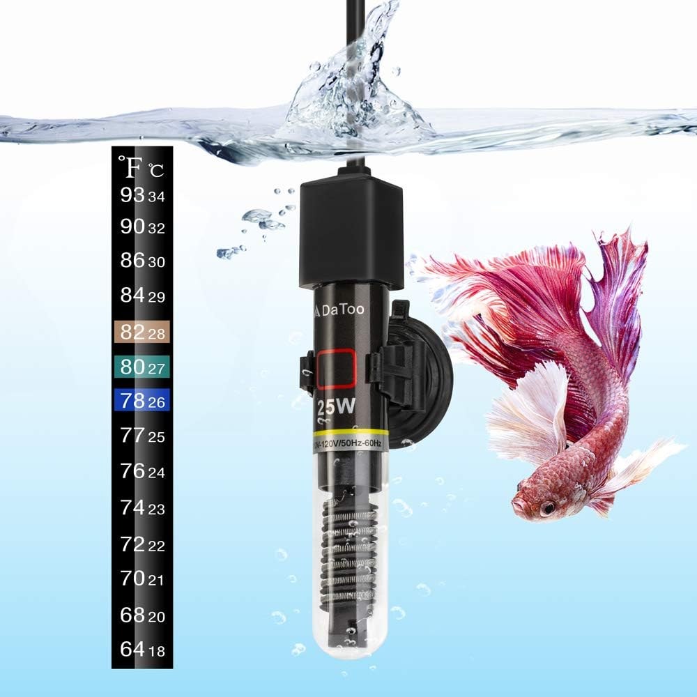 DaToo Mini Aquarium Heater 25W, Preset 78°F